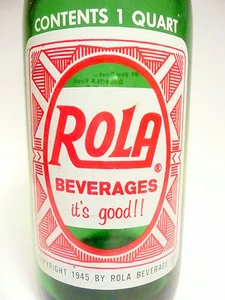 vintage ACL Soda POP Bottle: green ROLA GINGER ALE of ERIE, PA  - 32 oz ACL - Picture 1 of 3