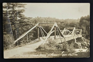 Antike RPPC älteste Holzbrücke in Maine Jay ME 1914 - Bild 1 von 4
