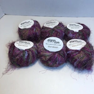 6 madejas hilo Marrakech Elann.com pestañas rosa voluminoso verde nailon - Imagen 1 de 6