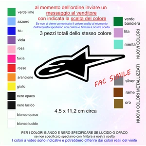 3 Adesivi ALPINESTAR compatibili per auto, moto, casco tuning in vinile - Foto 1 di 1