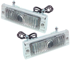 47-53 Chevy Truck Front LH & RH 12V Clear Turn Light Parking Assemblies w/Chrome - Picture 1 of 7
