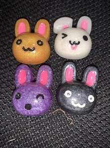 Handgefertigt 4-teiliges Set Hase Kaninchen Magnete gemischte Farben - Bild 1 von 1
