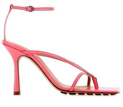 BOTTEGA VENETA Sandals Pink Strappy Leather Thongs Slingbacks Heels Sz 38 NEW - Image 1 of 4