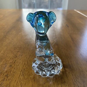 ICET Arte Murano Blue Clear Bear Figurine Venezuela Original Tag - Picture 1 of 17