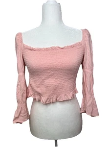 GB Gianni Bini Pink Smocked Girl's Top Sz M Chest: 24.5 inches PreTeen Kid Core - Picture 1 of 7