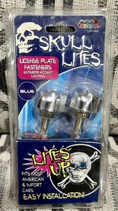 Skull Lites License Plate Fasteners ￼blue Lights - Foto 1 di 2