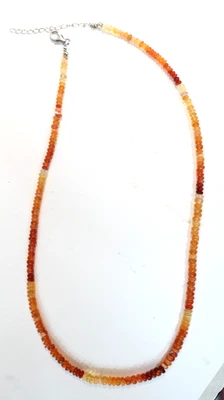 Shop LC 925 Sterling Silver Fire Opal Necklace Beads 18" w/Extender Ombre - Image 1 of 4