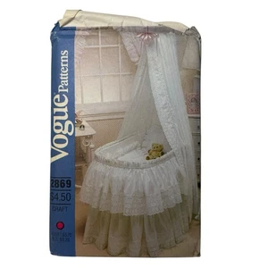 Vogue Craft 2869 Vtg 80s Baby Nursery Bassinet Skirt Liner Comforter Curtain UC - Picture 1 of 3
