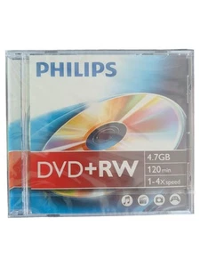 Philips DVD+RW CD-Rohlinge 4.7GB 1-4x Speed wiederbeschreibbar neu eingeschweißt - Bild 1 von 2