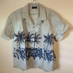 Camisa hawaiana para mujer Puanani by RJC coco palmeras hibisco talla XXL nueva sin etiquetas - Imagen 1 de 4
