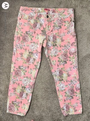 БОНГО цветочный розовый печать лодыжки узкие укороченные джинсы Sz.13 - Изображение 1 из 4
