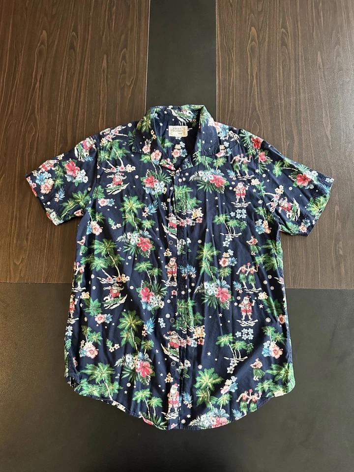 Camisa Hawaiana Free Planet Hombres Grandes Talla L Abotonada Surf Santa Island Navidad Foto 1 de 4