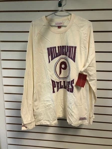 Philadelphia Phillies Long Sleeve T Mitchell & Ness Cream XL New w/Tag NICE MLB - Foto 1 di 6