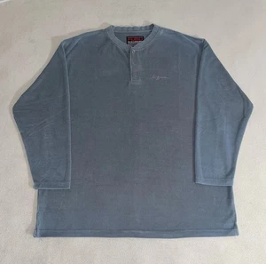 Camicia vintage FUBU Terry Cloth Henley taglia XL hip hop streetwear ricamo Y2K - Foto 1 di 7