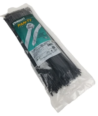 Bridas de cable Panduit PLT4S-C0 14,5 pulgadas 50 lb nailon 6,6 negras resistentes a los rayos UV 100 piezas NUEVO Foto 1 de 3