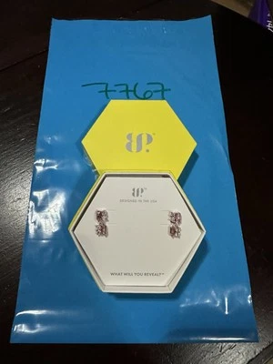 NIB Bomb Party Stud Earrings RBP5155 Always Extra Lt Rhodolite CZ Rose Gold P - Image 1 of 3