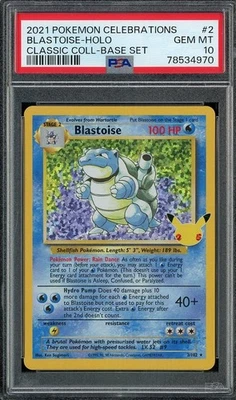 2021 Pokemon Celebrations Classic Base Set 2/102 BLASTOISE Holo PSA 10 Gem - Image 1 of 2