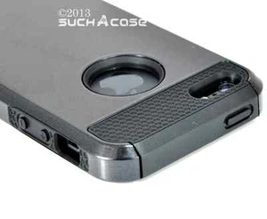 Robuste iPhone 5 5S 5G Gummi Cover Hülle Schwarz Hybrid High Impact Tuff Hart - Bild 1 von 7