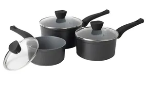  Russell Hobbs  Pearlised Forged Aluminium 3 Piece Saucepan Set, 16,18, All Hobs - Picture 1 of 21