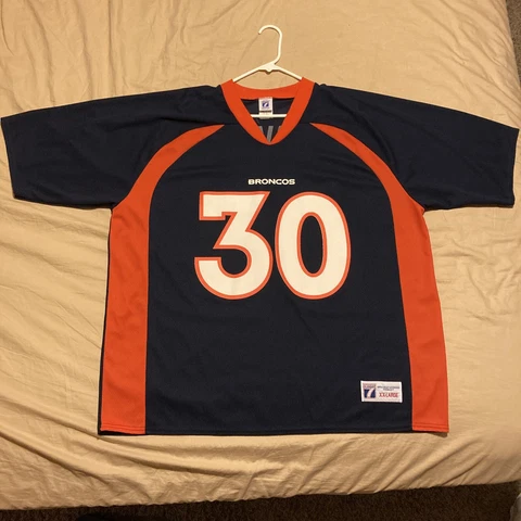VINTAGE Denver Broncos Jersey Adult 2XL XXL Navy Blue NFL Football Terrell Davis Cover