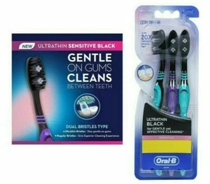 3 Oral-B ULTRATHIN BLACK SENSITIVE TOOTHBRUSH (EXTRA SOFT) - Picture 1 of 1