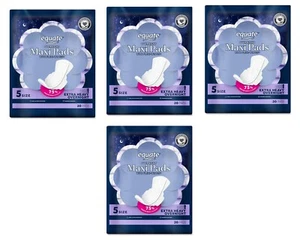 Equate Maxi Pads with Flexi-Wings Extra Heavy Overnight Unscented Size 5, 80 ct - Picture 1 of 24