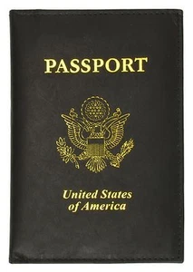 2 X New Black Leather USA Passport Travel Cover Holder / Wallet - Picture 1 of 7