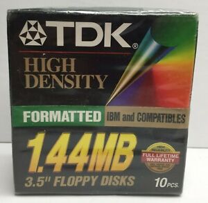 TDK High Density Formatted IBM Compatibles 1.44MB 3.5" Floppy Disks 10Pcs