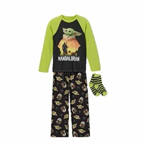 Star Wars Yoda The Child Mandalorian Polyester Pajama Set w/ Socks 10/12 Large - Picture 1 of 1