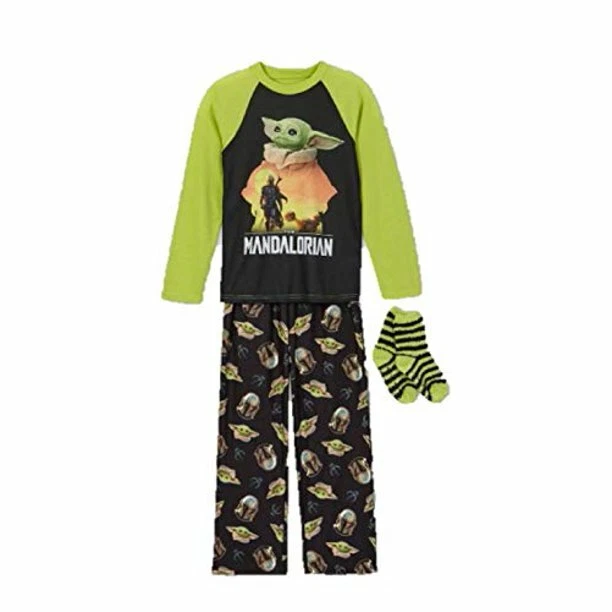 Star Wars Yoda The Child Mandalorian Polyester Pajama Set w/ Socks 10/12 Large - Image 1 of 1
