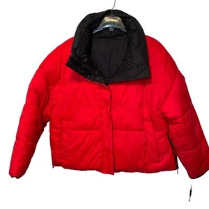 Chaqueta acolchada reversible de gran tamaño con cremallera Calvin Klein, roja/negra grande - Imagen 1 de 8