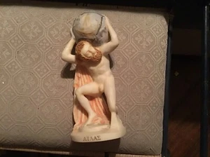 Atlas Titan Gott Statue Skulptur Figur Alabasterguss Patina Pegasus Griechenland - Bild 1 von 8