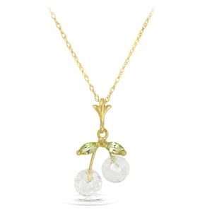 Collar de piedras preciosas de topacio natural y peridoto oro amarillo sólido real 14k todos los tamaños - Imagen 1 de 8