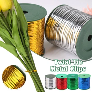 A Roll of Metallic Twist Tie Metal Wire Plastic Clip Binding for Candy Bag Gift - Picture 1 of 18