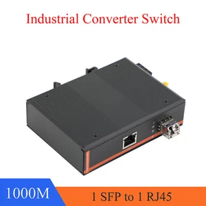 Gigabit SFP Industrial Transceiver 1 SFP to 1 RJ45 10M-1000M Fiber Optic Switch - Picture 1 of 11