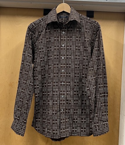 Burberry London camicia elegante uomo 15 1 2 39 geometrica manica lunga con bottoni