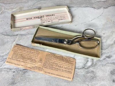 Wiss Model C Pinking Shears Scissors Sewing Original Box Chrome Vintage Free Shp - Image 1 of 4