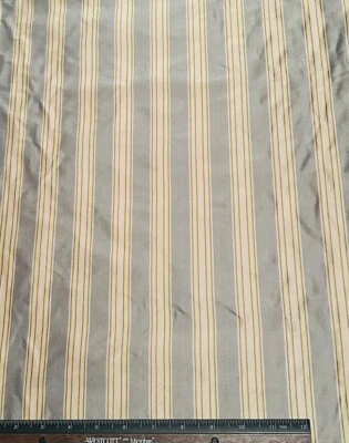 Sage/Gold/Peach 1" Taffeta Stripes 100% Silk Fabric 54" W, By The Yard (SD-718) - Image 1 of 3