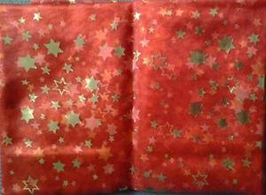 Organzastoff rot mit Sterne - Bild 1 von 2
