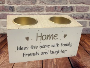 Doppelter Teelichthalter - Home Bless This Home With Family Friends and Laughter - Bild 1 von 3