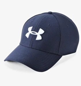 UNDER ARMOUR UA Blitzing 3 Stretch Fit Logo-Embroidered Cap Hat M/L Nvy/Gry NWT! - Afbeelding 1 van 19