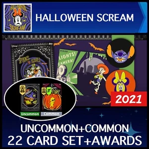 HALLOWEEN SCREAM-2021 POCO COMÚN+JUEGO COMÚN DE 22 CARTAS+PREMIOS-TOPPS DISNEY COLLECT - Imagen 1 de 1