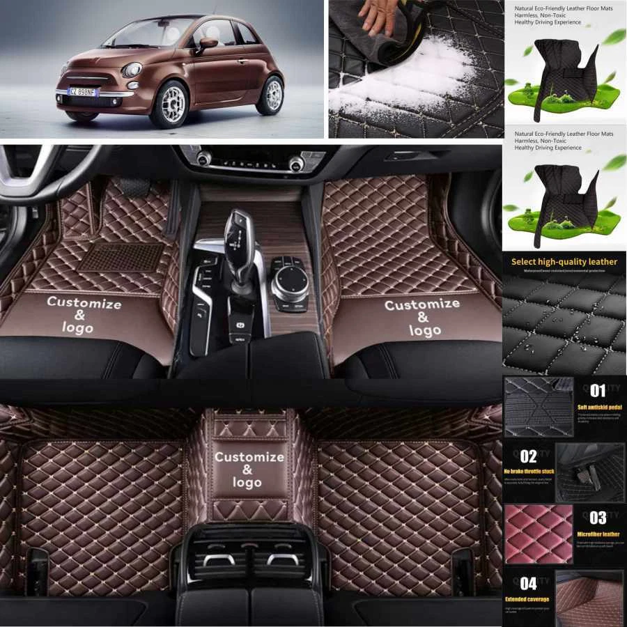 For Fiat 500 Car Floor Mats Luxury Waterproof Liners Carpets Cargo Custom - Imagem 1 de 4