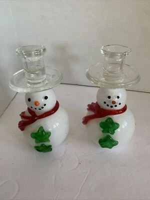 Vela de muñecos de nieve de vidrio artístico, soportes cónicos, Navidad, muñeco de nieve, vacaciones Foto 1 de 4
