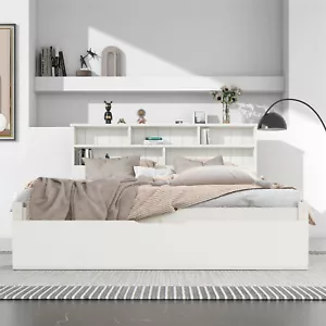 Massivholz 140x200cm Doppelbett Holzbett Bett mit Bettkasten Schrank Lattenrost - Bild 1 von 10