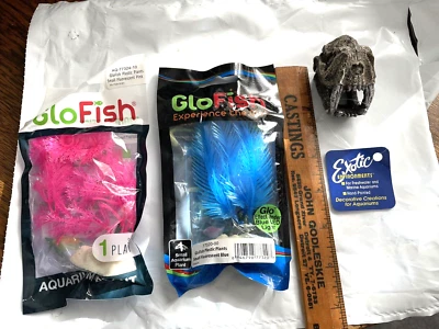 БЛЕСТЯЩИЙ БАК УКРАШЕНИЯ РОЗОВЫЙ И СИНИЙ РАСТЕНИЯ И САБЛЯ ЗУБ ЧЕРЕП - Изображение 1 из 4