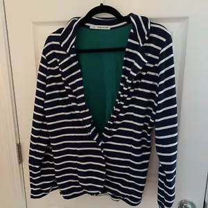 Maurices Blazer Plus Size 1 Navy Blue White Striped Long Sleeve Single Button - Picture 1 of 7
