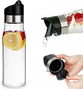 28 OZ Glass Pitcher with Lid Water Carafe Easy Twist Stainless Steel & Plasti... - Picture 1 of 1