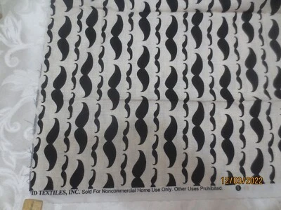 22 x 42 inches David Textiles Mustache Stripe Cotton Fabric on off white - Image 1 of 4