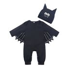 Baby Bat Costume Cosplay Beanie Hat Halloween Party Romper Festival Outfit 2PCS